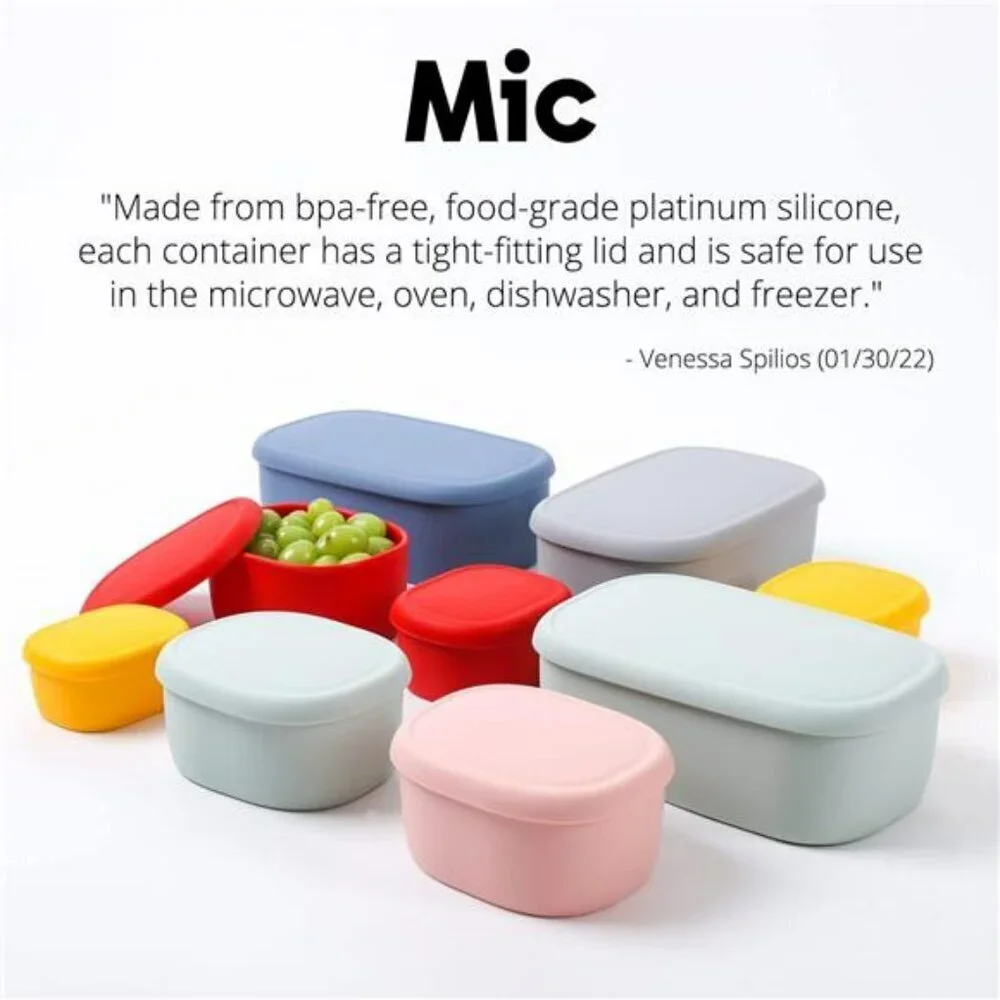 Nesting Silicone Containers Set of 3 Hard-Shell Silicone Food BPA Free Pink